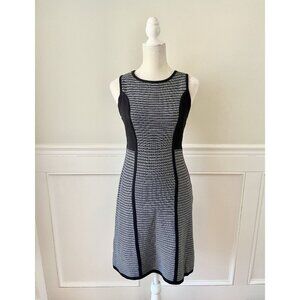 Calvin Klein Small Striped Fit & Flare Dress Black & White EUC